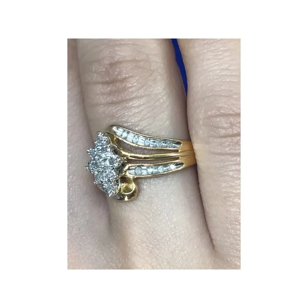 925 Sterling Silver Gold Plated CZ Ring Size 7